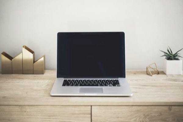 A laptop on a desk