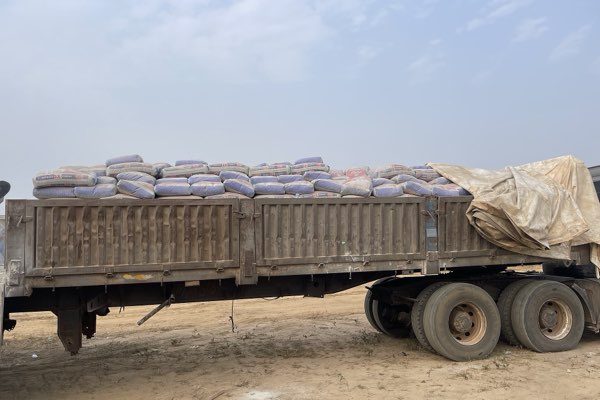 Bags of cement on a lorry