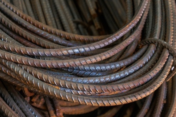 Bundles of steel reinforcing bar