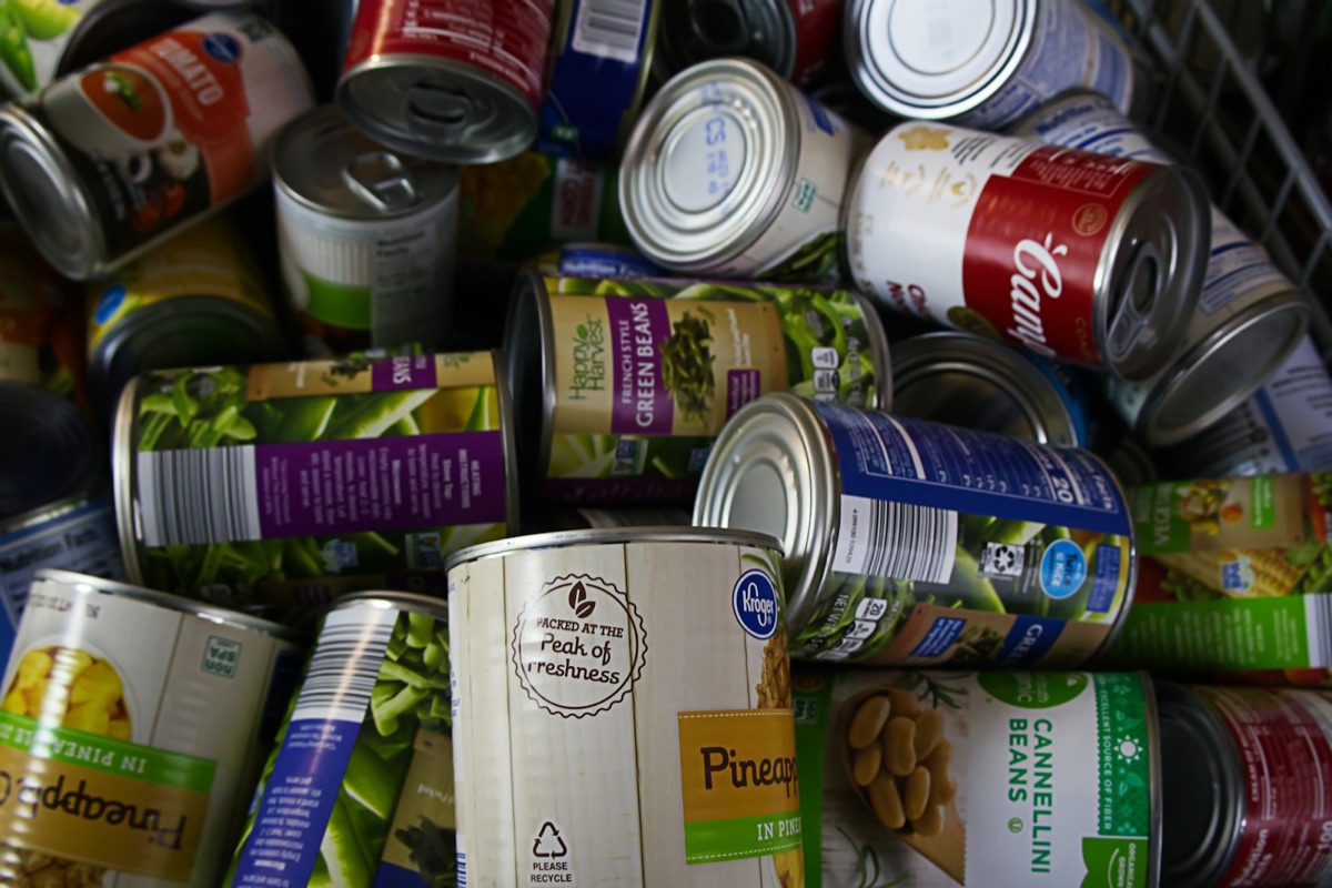 Tinned food in cans